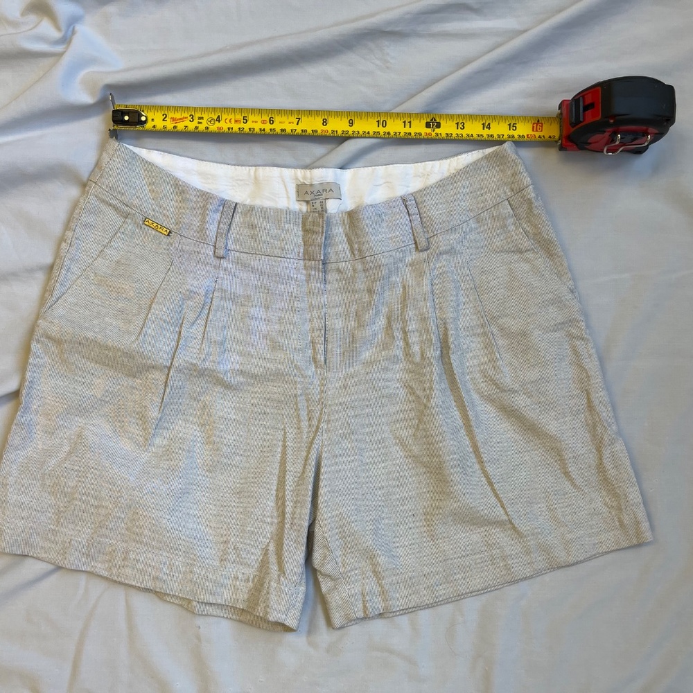 AXARA Paris Gray Tailored Short Pleated Front Hi Rise Coastal Bermuda Sz 12